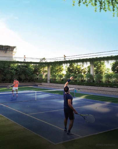 Lawn Tennis Court with Flood Lights