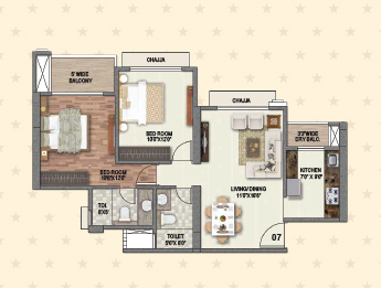 TOWER 1 CASTLE 2 BHK UNIT PLAN