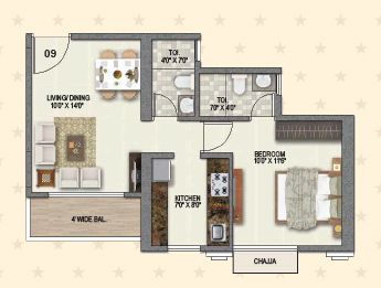 TOWER 8 BREEZE_1 BHK UNIT PLAN