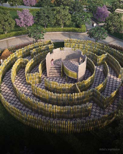 Bamboo Maze Garden With Walkways & Sit outs