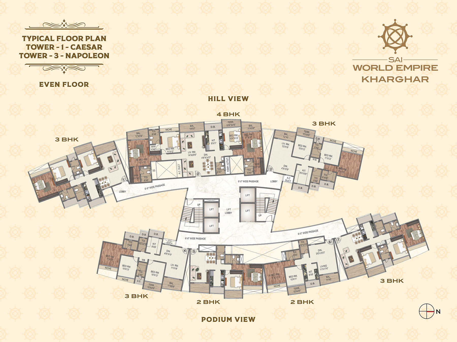 Typical Floor Plan Tower 1 Caesar Tower 3 Napoleon Even Floor