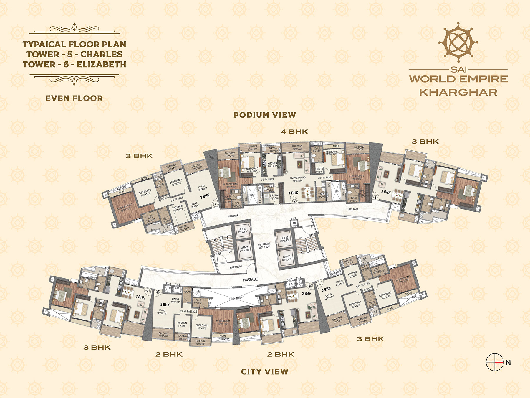 Typical Floor Plan Tower 5 Charles Tower 6 Elizabeth Even Floor