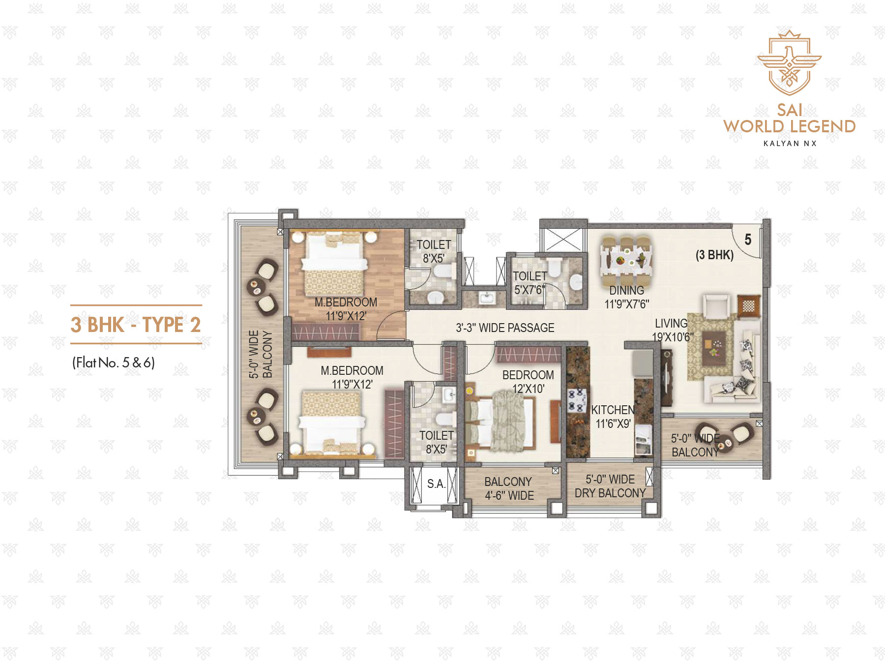 3 BHK TYPE 2_flat no 5&6