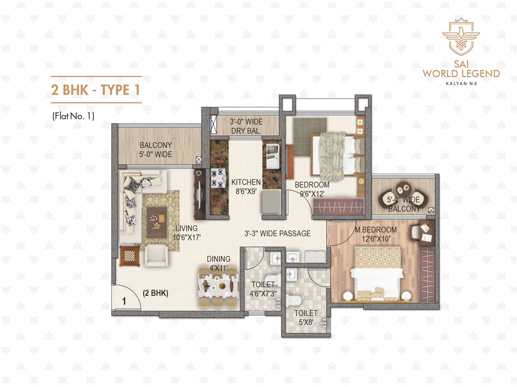 2 BHK TYPE 1_flat no 1