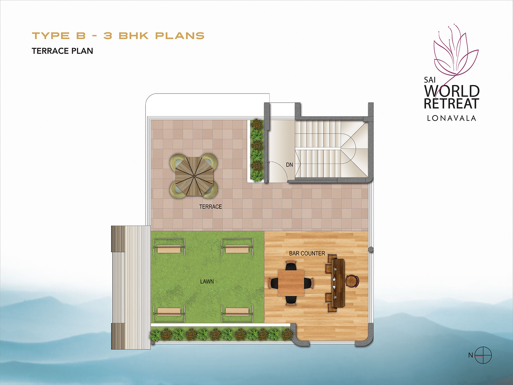 Type B 3BHK plans Terrace Plan