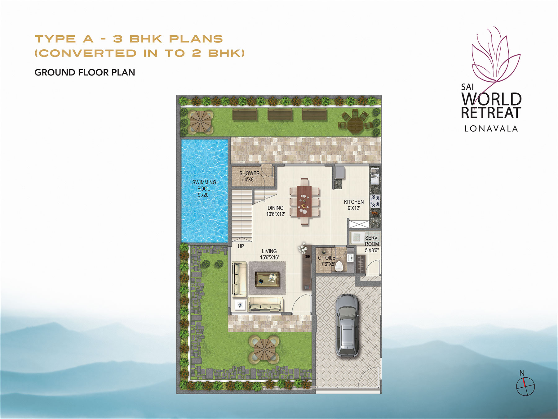 Type A 3BHK plans(Converted in to 2BHK) Ground Floor Plan