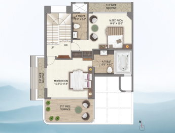 Type A 3BHK plans(Converted in to 2BHK) First Floor Plan