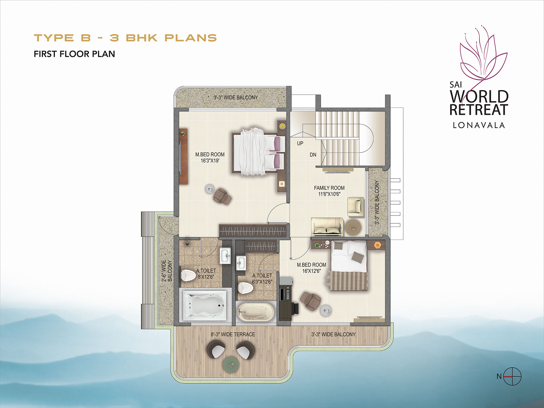 Type B 3BHK plans  First Floor Plan