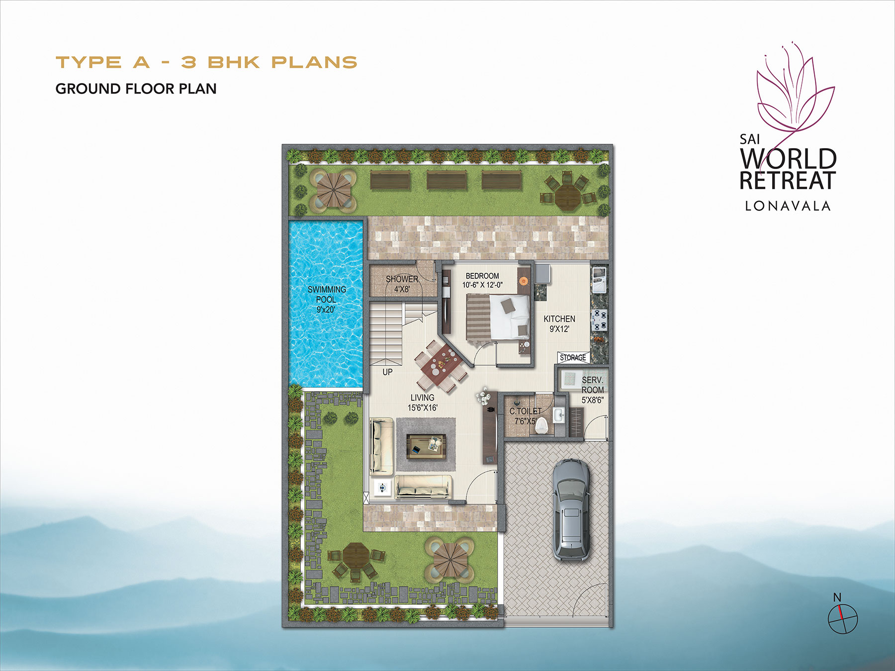 Type A 3BHK plans Ground Floor Plan